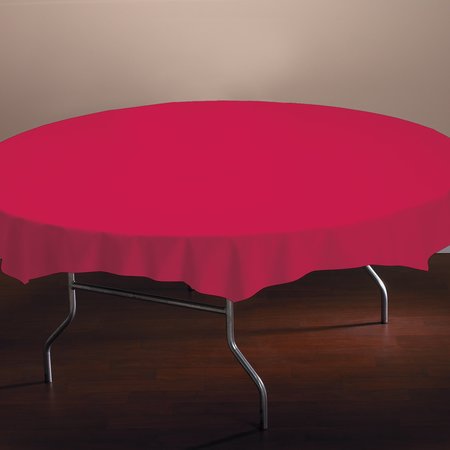 HOFFMASTER 82" Red Plastic Octy-Round Tablecloths, PK12 112011